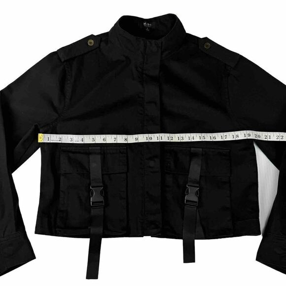 Black Short Jacket Buckle Pockets Womens Size Small Misc Elevated Basics Coat - Picture 8 of 10